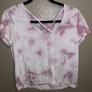Cross cross tie dye top